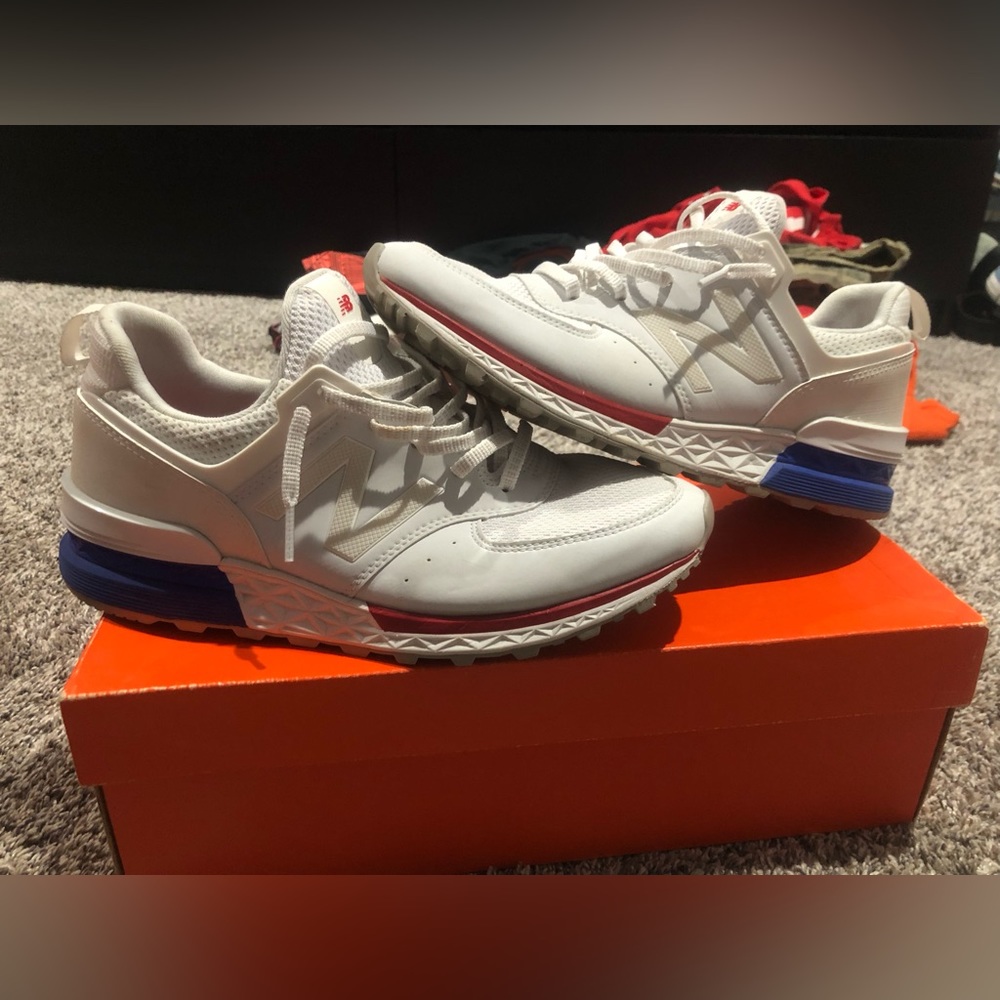 New balance 574 sport white red blue usa kith sz 8.5